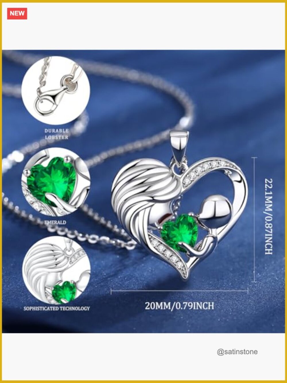 Sterling Silver Mom Birthstone Love Heart Pendant Necklace 18" - Picture 2 of 7